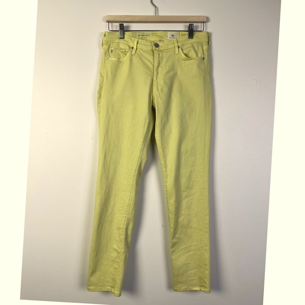 AG Prima Ankle Skinny Leg Jeans Chartreuse Yellow‎ Denim Pants Size 29